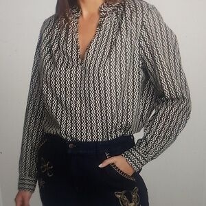 JOHNNY WAS CALME SPLIT RUFFLE NECK BLOUSE SIZE XS